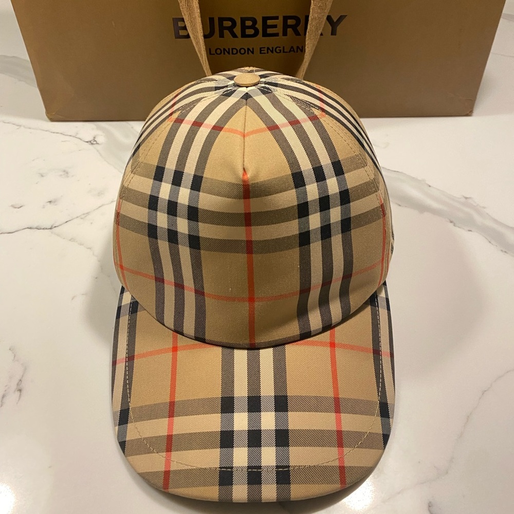 Burberry checker print baseball cap